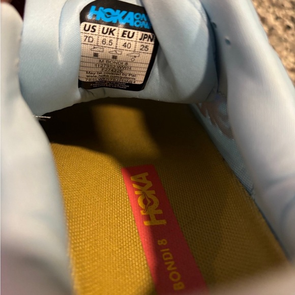 Hoka One Bondi 8 Blue and Yellow Running Shoes - Picture 10 of 11